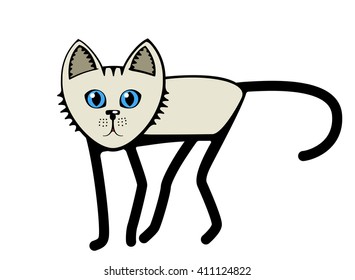 Kitten. Simple drawing. Flat.