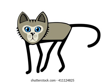 Kitten. Simple drawing. Flat.