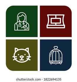 kitten simple icons set. Contains such icons as Veterinarian, Collar, Cat, Bird cage, can be used for web, mobile and logo
