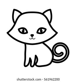 kitten sitting adorable outline vector illustration eps 10