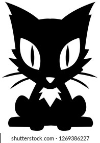 Kitten sitting stencil black, vector illustration, vertical, isolated