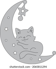 Kitten sleeping on the moon, picture, cut on a cnc machine