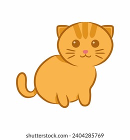 Kitten stand flat illustration. Cute cat illustration in a standing pose. Standing cat vector illustration.
