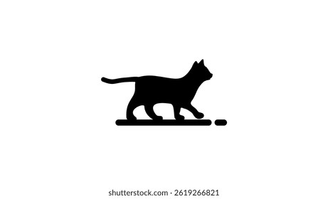 kitten symbol, black isolated silhouette 