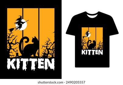 Kitten t shirt design cat t shirt design, Spooky t shirt Design, Halloween t shirt Design.