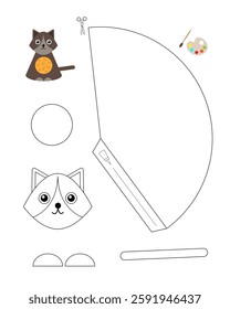 Kitten template for coloring and building for games