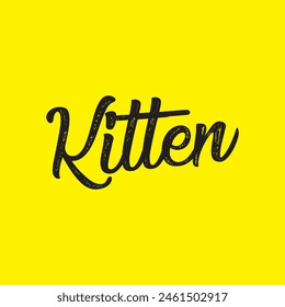 kitten text on yellow background.
