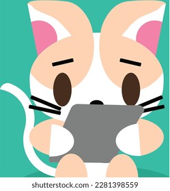 Kätzchen mithilfe einer Handy-Flat-Kunst