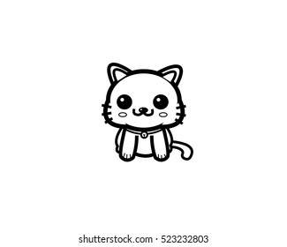 Kitten in vector style. Cute cat icon in white background. Cat logo graphics.