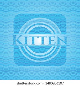 Kitten water representation badge. Vector Illustration. Detailed.