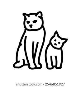 kittens cat breeding line icon vector. kittens cat breeding sign. isolated contour symbol black illustration