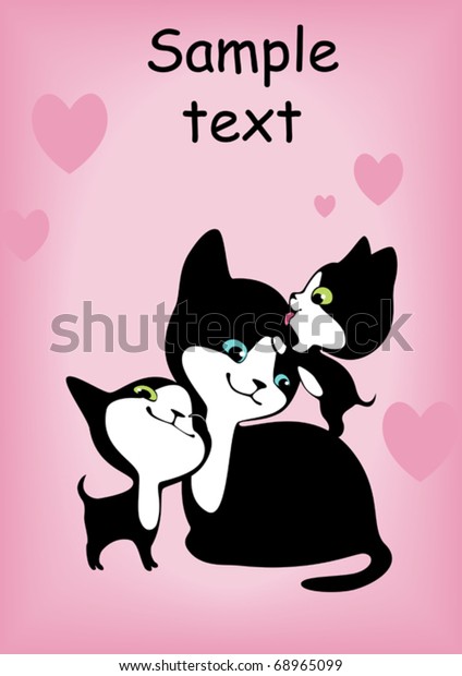 Kittens Mom Pink 4 Stock Vector Royalty Free 68965099