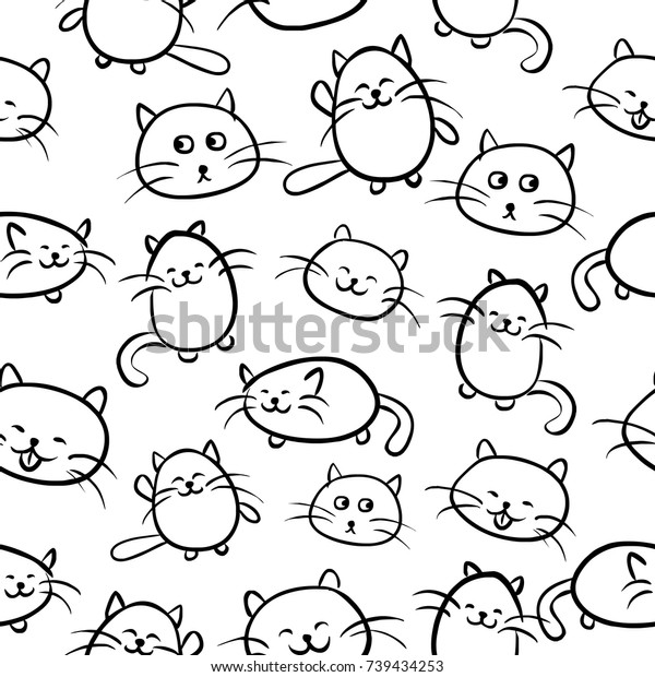 Kittens Vector Background Seamless Cat Stock Vector (Royalty Free ...