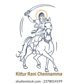 kittur rani chennamma simple line art illustration