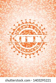 Kitty abstract orange mosaic emblem with background