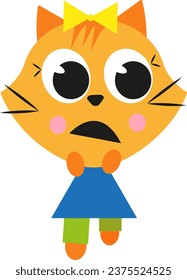 Kitty angry, illustration or icon, vector on white background.