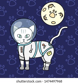 сute kitty, astronaut cat, baby vector illustration. seamless background pattern.