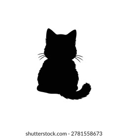 Kitty back side silhouette icon vector flat design.