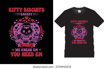 Diseño divertido de la camiseta del amante del gato de Kitty Biscuits Bakery.