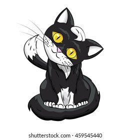 kitty Black on a white background. Vector Illustration