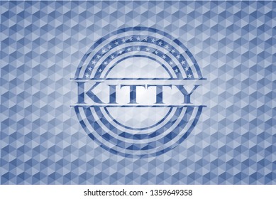 Kitty blue emblem with geometric background.