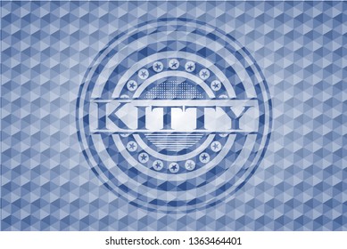 Kitty blue emblem with geometric background.