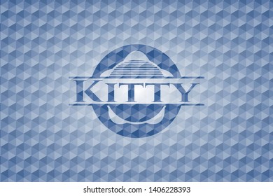 Kitty blue hexagon emblem. Vector Illustration. Detailed.