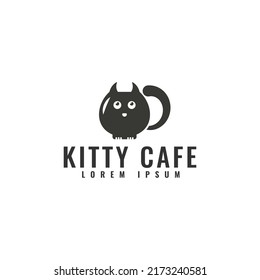  kitty cafe logo design template  