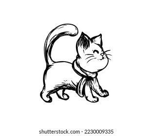 Kitty cat drawing sketch vector