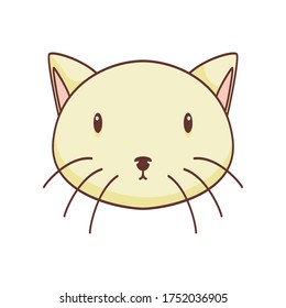 Kitty cat head character isolated on white background. Soft toy vector illustration in flat style.