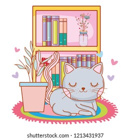 kitty cat lay down cartoon