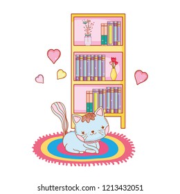 kitty cat lay down cartoon