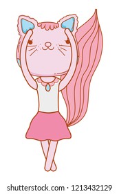 kitty cat lay down cartoon