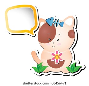 kitty cat series-holding a flower