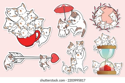 kitty cats character sticker cartoon collection