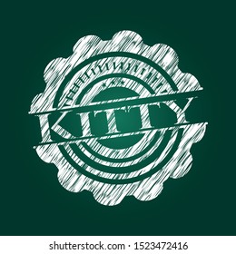 Kitty chalkboard emblem written on a blackboard. Vector Illustration. Detailed.