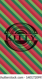 Kitty christmas colors emblem. Vector Illustration. Detailed.