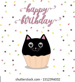 kitty cupcake happy birthday kids cute sweet