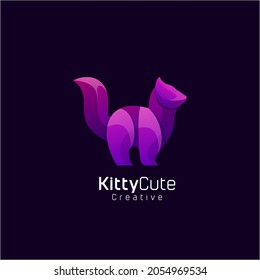 Kitty cute gradient colorful logo template