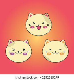 Kitty cutie stickers in vector