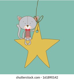 kitty design over blue background vector illustration  