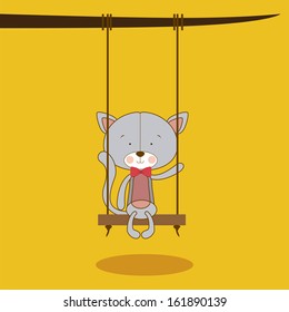 kitty design over  yellow background vector illustration 