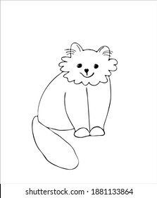 Kitty, drawings for children. Emotions. The original version. Doodle. Black and white image. Minimalism. Coloring book