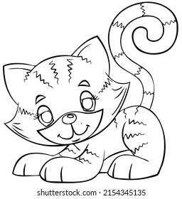 Kitty. Element for coloring page. Cartoon style.