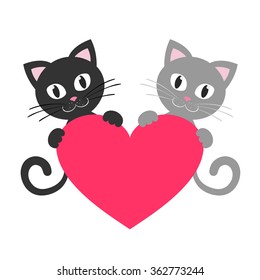 kitty gray and black with heart