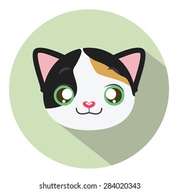 Kitty head icon #11 with long shadow