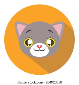 Kitty head icon #13 with long shadow