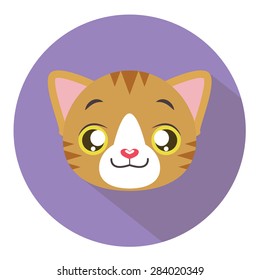 Kitty head icon #14 with long shadow