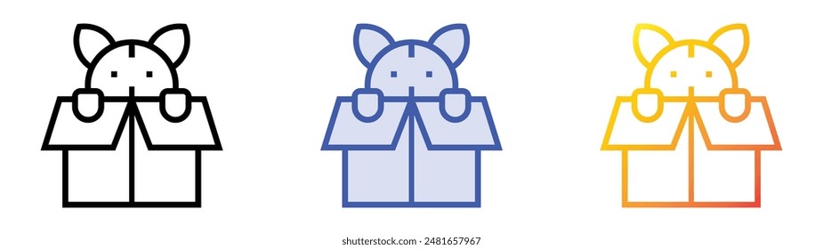 kitty icon. Linear, Blue Fill and Gradient Style Design Isolated On White Background