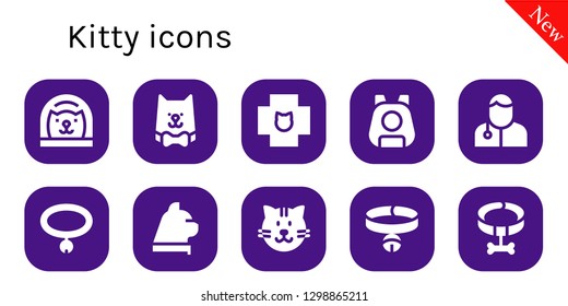  kitty icon set. 10 filled kitty icons. Simple modern icons about  - Cat, Veterinary, Pet, Veterinarian, Collar